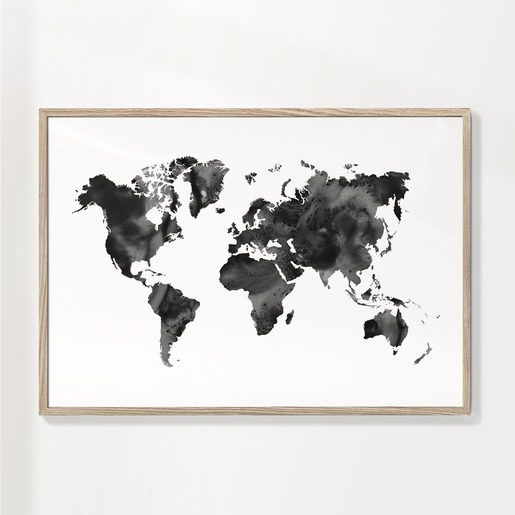 Black and white World Map